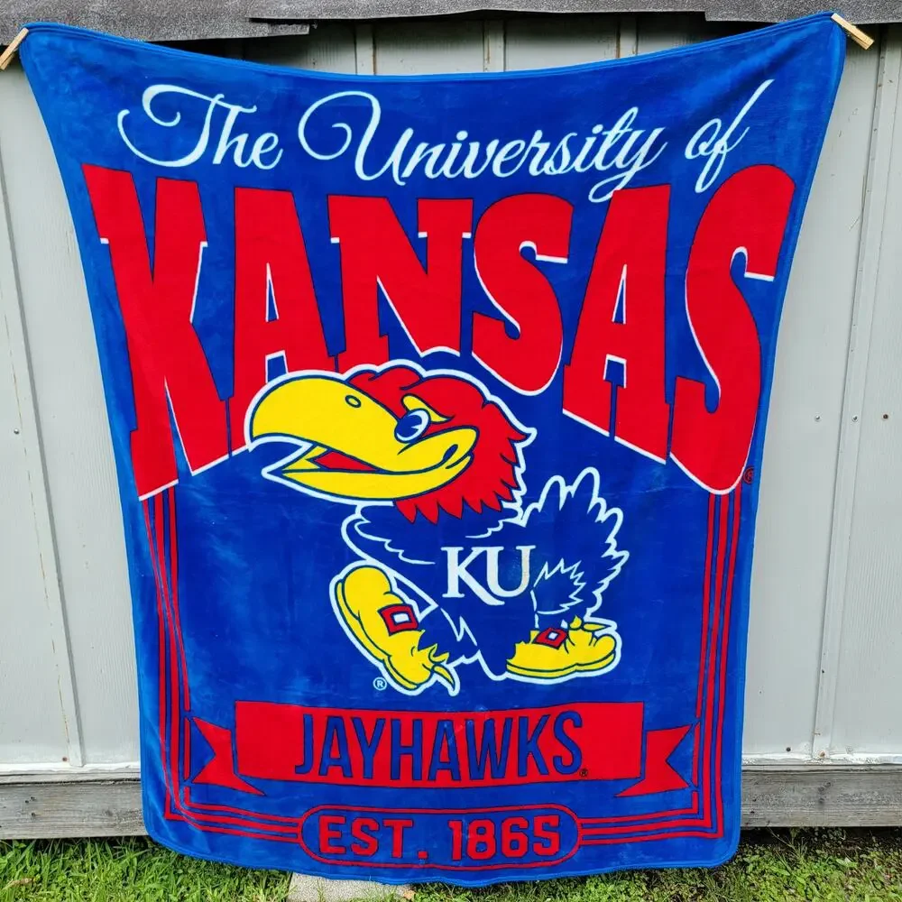 University Of Kansas Jayhawks Blue & Red Fleece Throw - 57